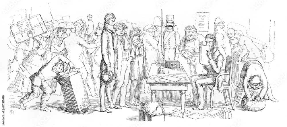Obraz premium Passport Control Venice. Date: 1854