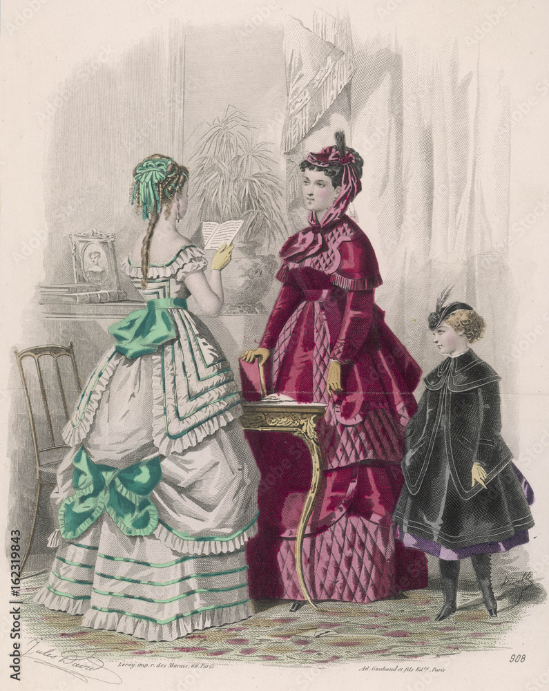 Fototapeta premium Quilted Red Dress 1868. Date: 1868