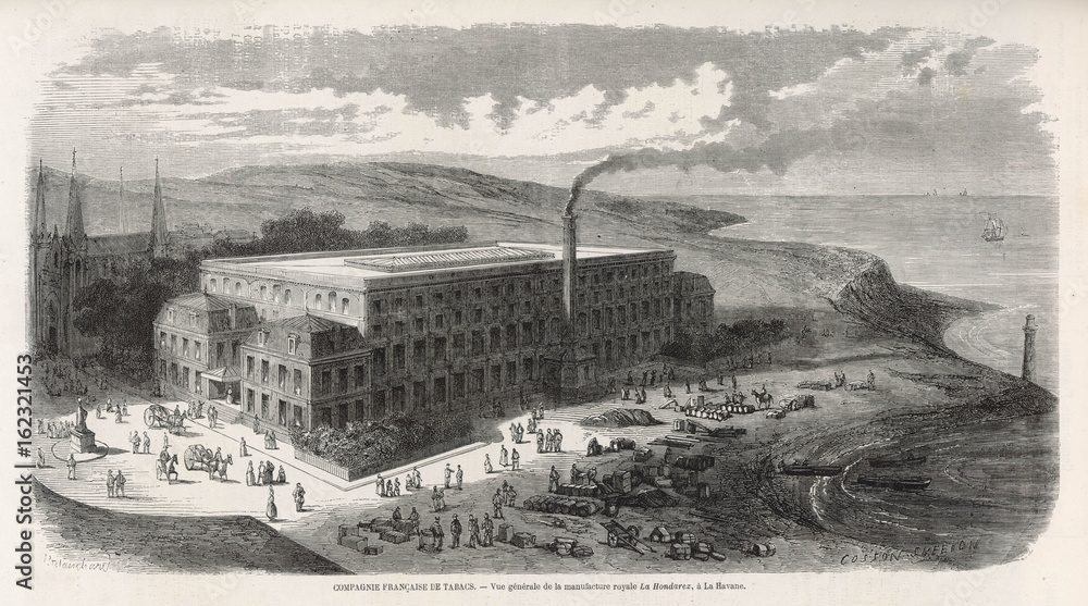 Cuban tobacco factory. Date: 1870