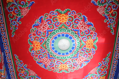 Colorful Tibetan Monastic decoration in a Monastery in Qinghai China Asia