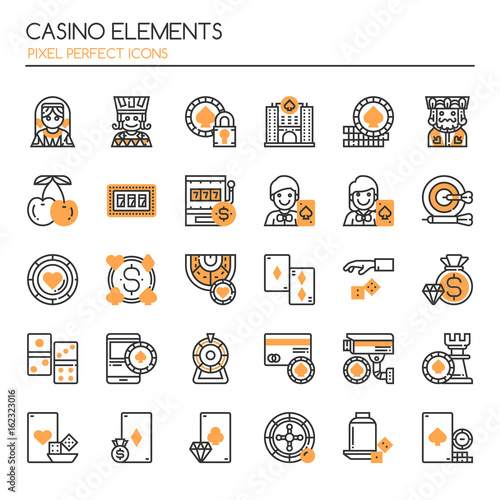Casino Elements , Thin Line and Pixel Perfect Icons