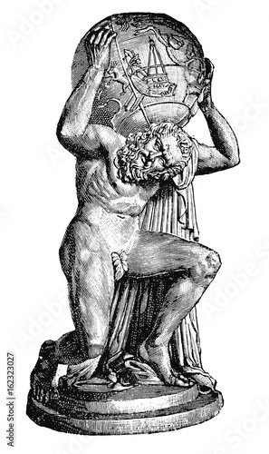 Quadro su tela The titan Atlas carrying the world on his shoulders.