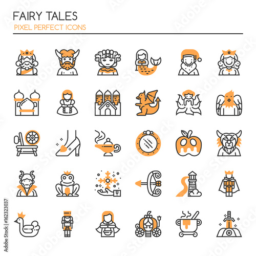 Fairy Tales Elements , Thin Line and Pixel Perfect Icons.