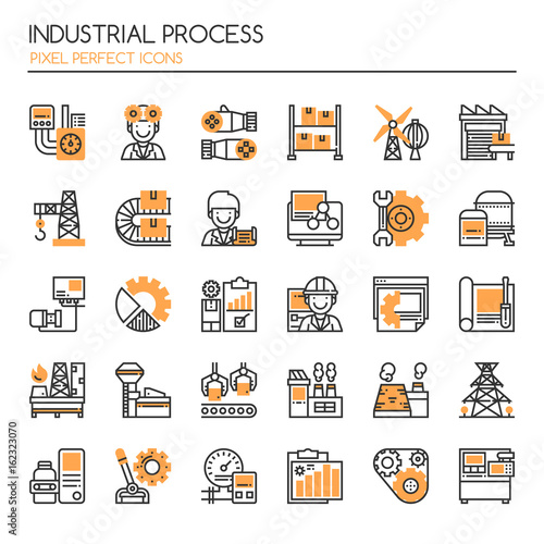 Industrial Process , Thin Line and Pixel Perfect Icons