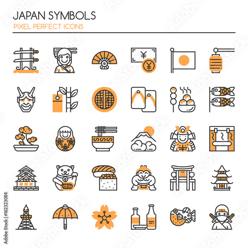 Japan Symbols , Thin Line and Pixel Perfect Icons