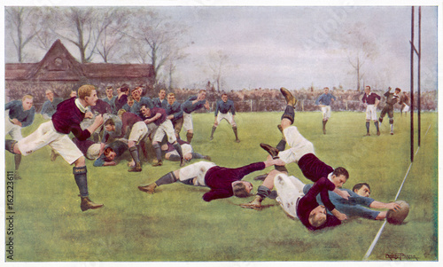 Obraz na plátně Rugby Try Scored 1897. Date: 1897