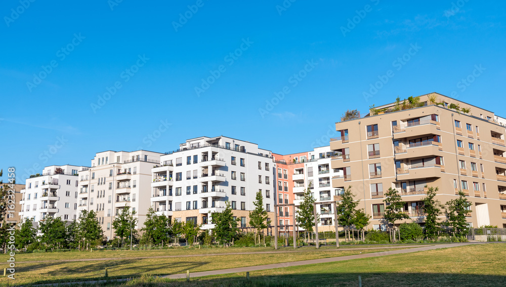 Development area with modern apartment houses in Berlin, Germany