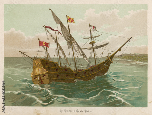 Santa Maria' - Christopher Columbus' caravel. Date: 1492 photo