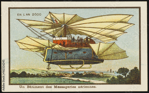 Futuristic airmail airship. Date: 1899 photo