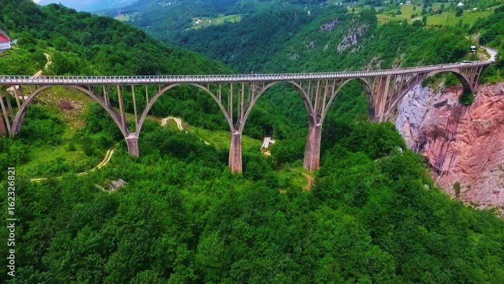 Aerial view of bridge on Tara river canyon in Montenegro. Aerial view of bridge on Tara river canyon in Montenegro.