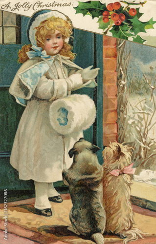 Girl and Dogs. Date: 1907