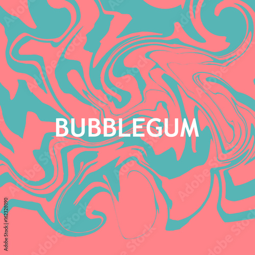 Vector marbling background in pink and blue colors of bubblegum.