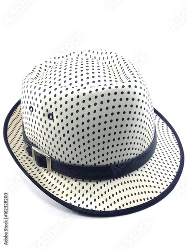 Side of prety hat with girdle on white background.