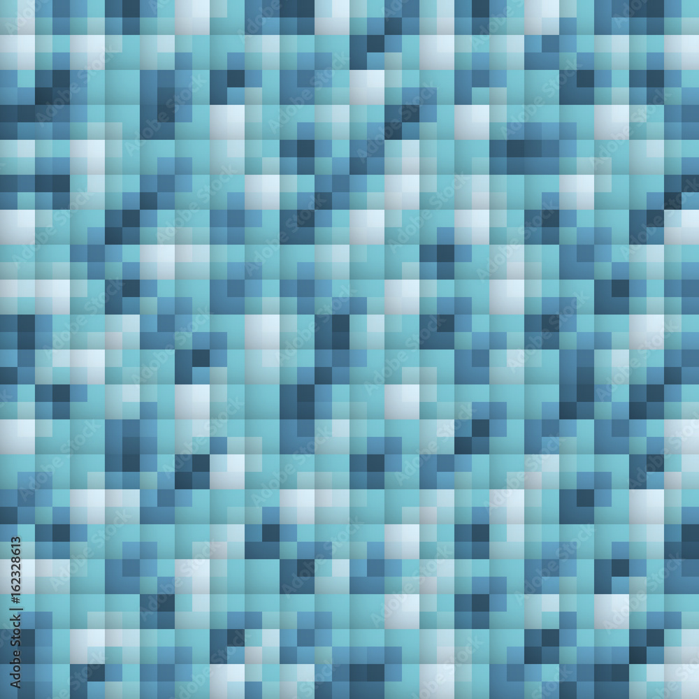 Pixel abstract blue mosaic background.