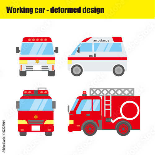 働く車のイラスト 救急車 消防車 Stock ベクター Adobe Stock