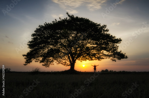 Man standing under a tree