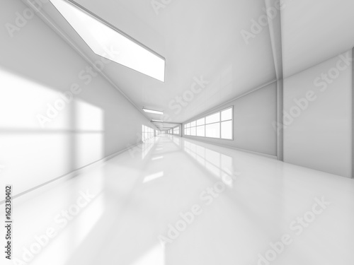 Abstract modern architecture background, empty white open space interior. 3D rendering