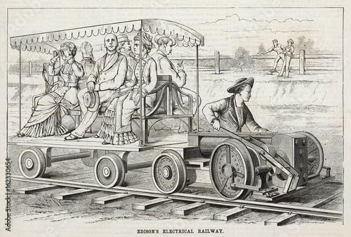 Billede på lærred Edison's Electric Rail. Date: 1880