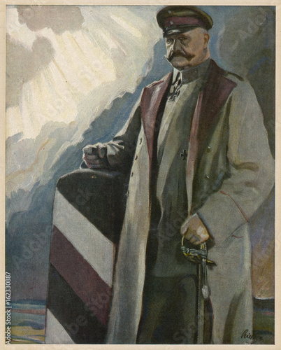 Naklejka German General and Politician Paul Von Hindenburg. Date: circa 1917
