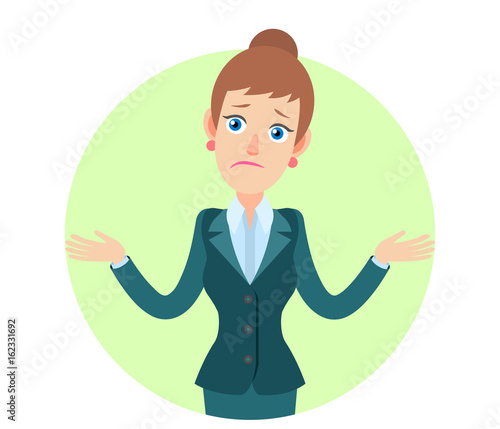 Businesswoman shrugging her shoulders