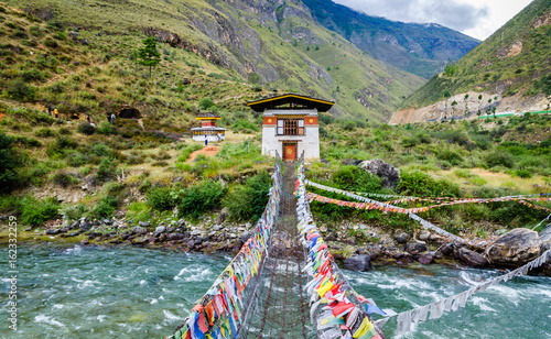 Iron Chain Bridge of Tachog Lhakhang Monastery, Paro River, Bhutan