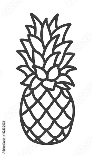 Cute Handdrawn Pineapple. Trendy Tropical Element. Vector.