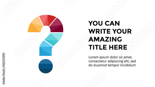 Vector alphabet infographic, presentation slide template. Business concept with Question sign and place for your text. 16x9 aspect ratio.