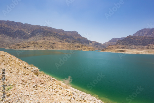 The reservoir lake of the Wadi Dayqah Dam in Oman photo