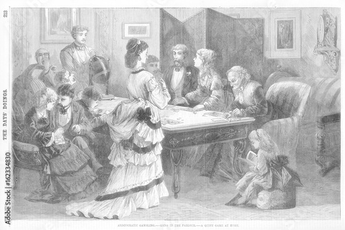 People gambling at home in New York USA. Date: 1871
