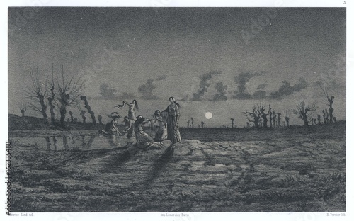 Quadro su tela Lavandieres De La Nuit. Date: 1858