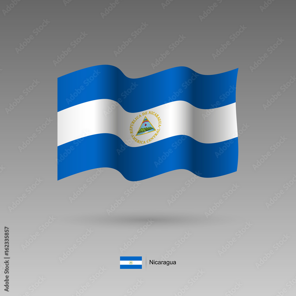 Nicaragua flag. Official colors and proportion correctly. High detailed vector illustration. 3d and isometry. EPS10