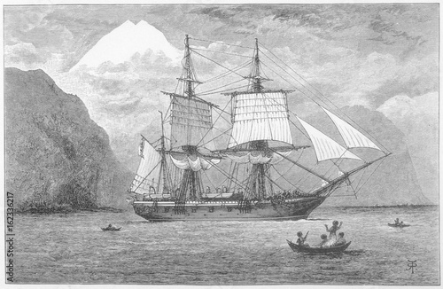Billede på lærred Hms Beagle - Darwin's Ship. Date: 1832