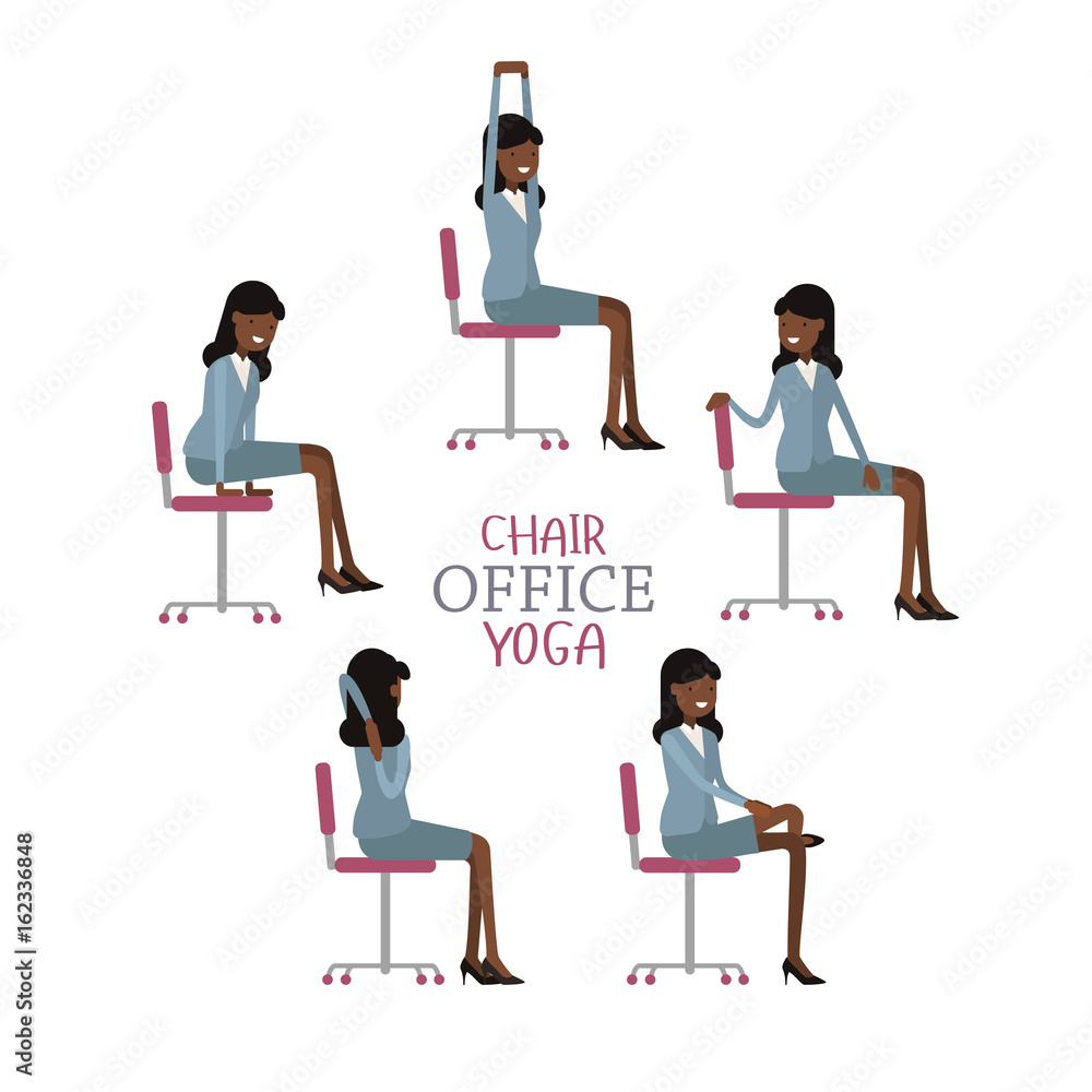 Chair yoga poses. Chair stretching exercises set. Woman workout fitness,  aerobic and exercises. Vector Illustration. 13754469 Vector Art at Vecteezy