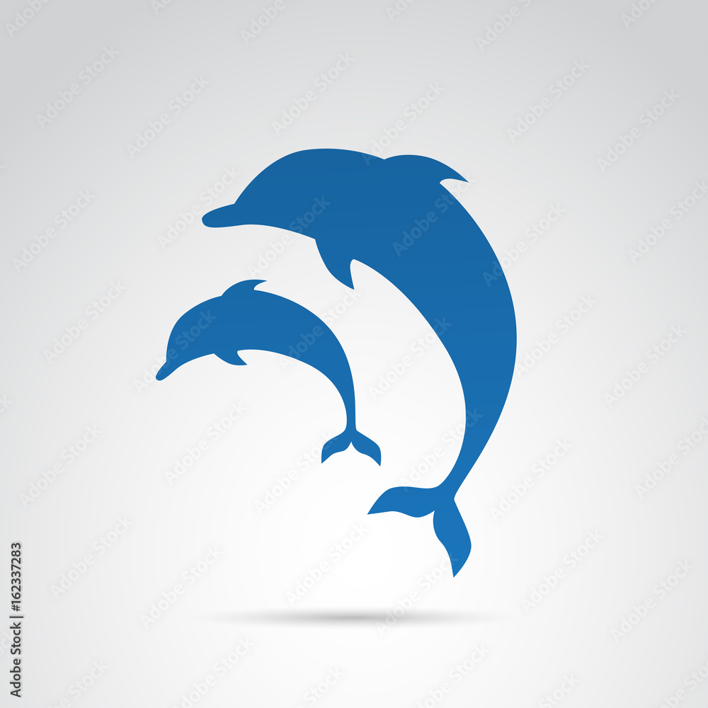 Obraz premium Dolphin, fish vector icon.