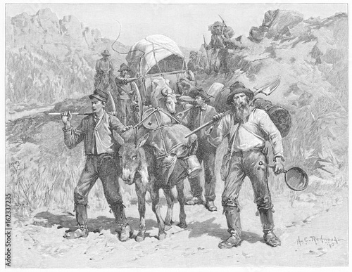 Gold prospectors in California. Date: 1851 photo