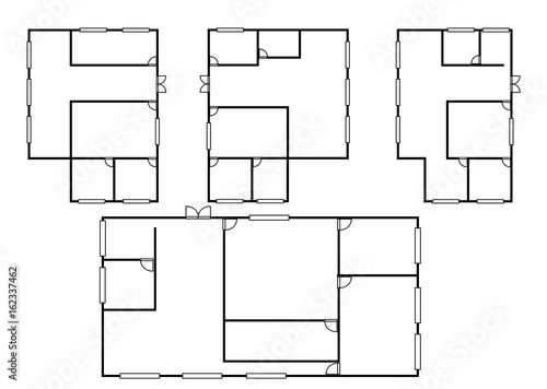 Concept of Architecture plans in different styles in top view 