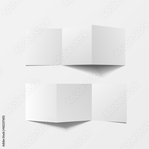 Mock up 3d leaflet blank. Top view. For brochure, leaflet, pamphlet, handbill design, catalog template, magazine layout, printing template. White color with soft shadow. Vector illustration.