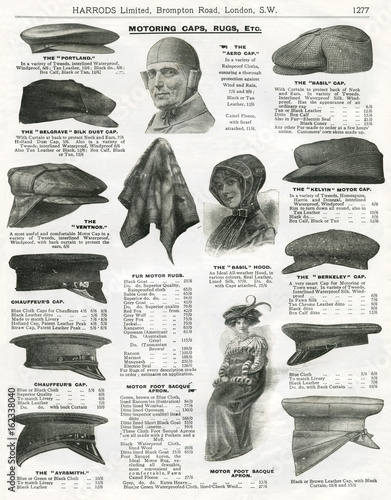 Trade catalogue of motoring caps 1911. Date: 1911 photo