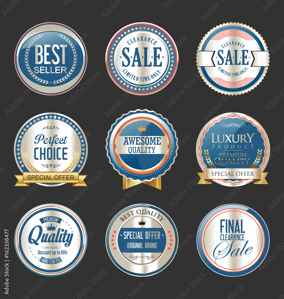 premium and luxury silver and black retro badges premium and luxury silver and black retro badges