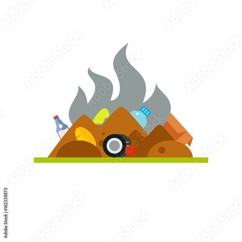 Stinking trash dump vector icon