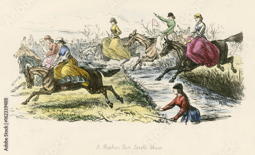Women Jockeys Foreseen. Date: 1864