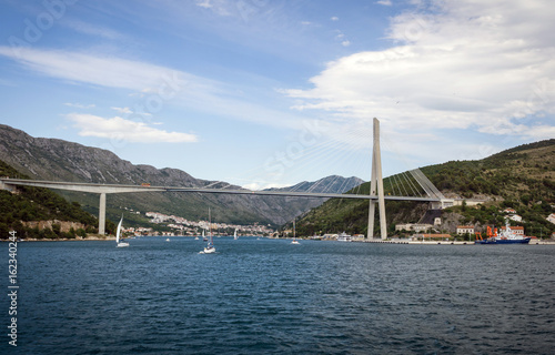 Dubrovnik Croatian bridge and bay full of yachts