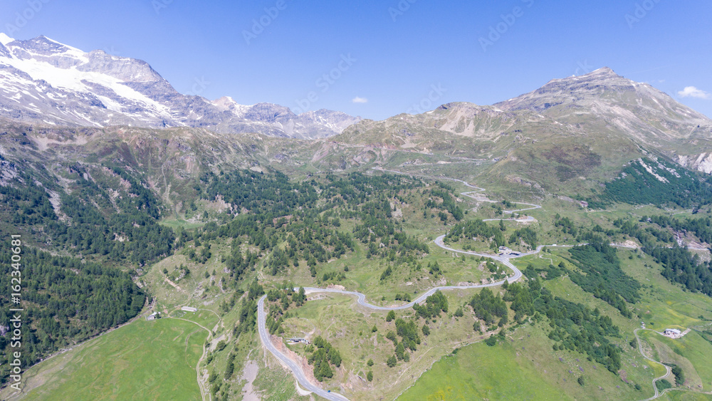 Aerial view - Bernina Pass in Switzerland