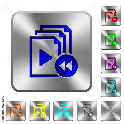 Playlist fast backward rounded square steel buttons