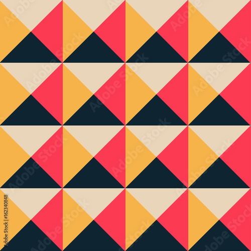 vintage triangles and squares pattern in yellow and red