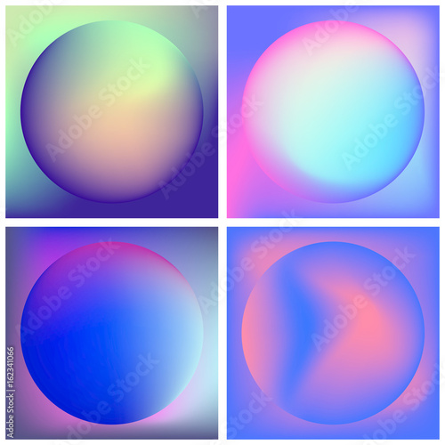 Vector icon set of neon sphere against white background