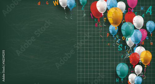 Long Blackboard Colored Balloons Letters