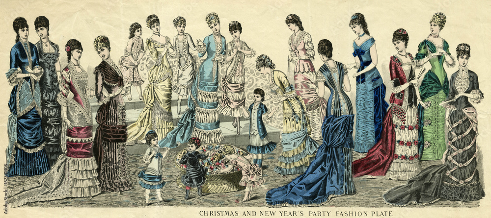 Paris fashion plate 1878. Date 1878 Stock Photo Adobe Stock