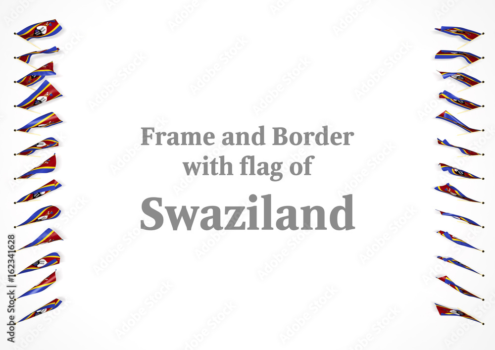 Fototapeta premium Frame and border with flag of Swaziland. 3d illustration