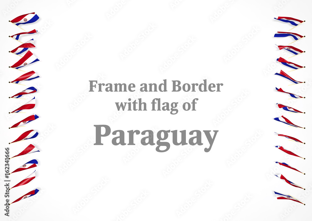 Fototapeta premium Frame and border with flag of Paraguay. 3d illustration